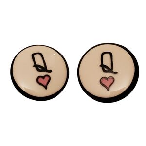 Queen of Hearts Earrings Enamel stud earrings Round Artisan Handmade